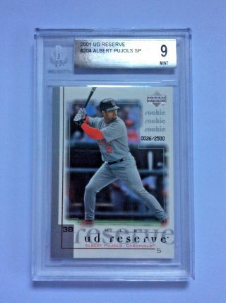 3 Day 2001 Albert Pujols Ud Reserve /2500 Rc Rookie Bgs 9