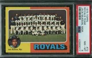 1975 Topps 72 Kansas City Royals Team George Brett Card Psa 8 Nearmint -