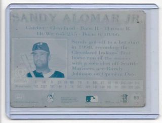 1/1 Sandy Alomar Jr 1998 Pacific Omega Printing Press Plate Cleveland Indians