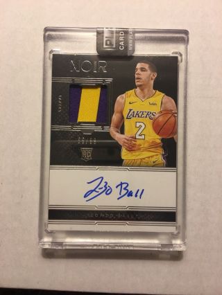 2017 - 18 Panini Noir Lonzo Ball Lakers Rpa Rc Rookie Patch Auto /99