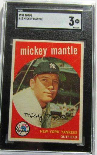 1959 Topps 10 Mickey Mantle Sgc 3