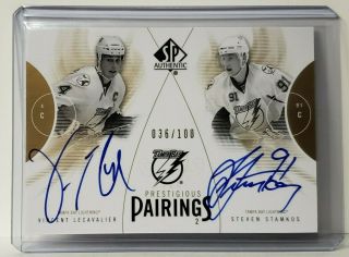 2009 - 10 Sp Authentic Auto Sott Sign Of The Times Dual Lecavalier Stamkos /100