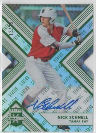 2018 Elite Extra Status Emerald Rc Auto /25 Nick Schnell Tampa Bay Rays