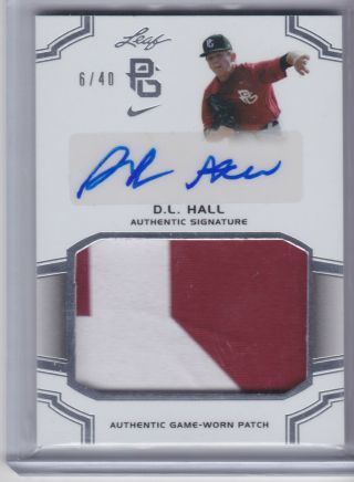 2016 Leaf Perfect Game D.  L.  Hall Pa - Djh Autographed Patch Baseball Card /40