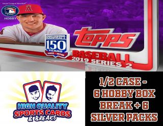 San Francisco Giants 2019 Topps Series 2 1/2 Case 6 Hobby Box,  6 Sp Break 17