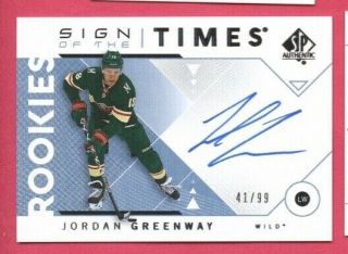 Jordan Greenway 2018 - 19 Sp Authentic Sign Of The Times Rookie Auto Sp 
