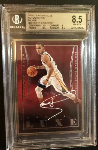 2014 - 15 Panini Luxe Stephen Curry Bgs 8.  5 9 Auto Autograph /25 Warriors Rare