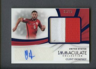 2018 - 19 Immaculate Soccer Blue Clint Dempsey Usa Patch Auto 25/25
