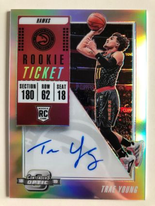 18 - 19 Contenders Optic Rookie Season Ticket 124 Trae Young Auto Card Prizm