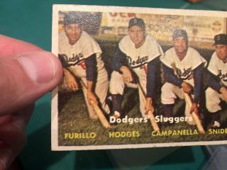 1957 Topps 400 Dodgers ' Sluggers Brooklyn Campanella Snider Hodges Furillo 2