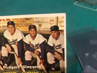 1957 Topps 400 Dodgers ' Sluggers Brooklyn Campanella Snider Hodges Furillo 3