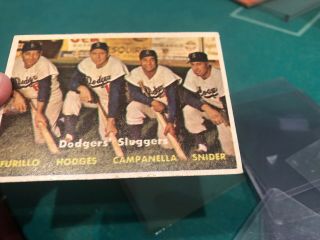 1957 Topps 400 Dodgers ' Sluggers Brooklyn Campanella Snider Hodges Furillo 5