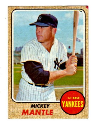 Mickey Mantle 1968 Topps Baseball 280 - York Yankees - The Mick