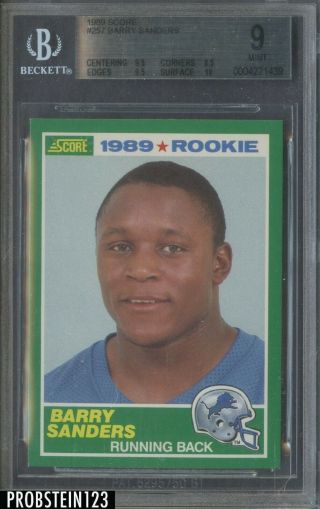 1989 Score 257 Barry Sanders Detroit Lions Rc Rookie Hof Bgs 9 W/ 10
