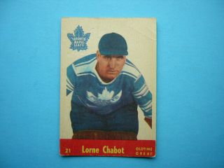 1955/56 Parkhurst Nhl Hockey Card 21 Lorne Chabot Otg Vg/vg,  55/56 Parkie