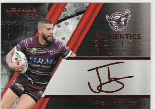 2019 Nrl Traders Authentics Ruby Signature Card Joel Thompson Manly Asr6