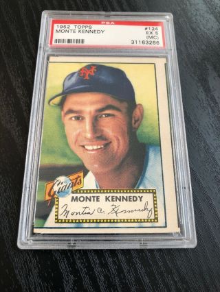 1952 Topps 124 - Monte Kennedy - Psa 5 Ex (mc) - York Giants