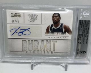 2012 - 13 National Treasures Timeline Kevin Durant Jersey Auto 5/49 Bgs 9