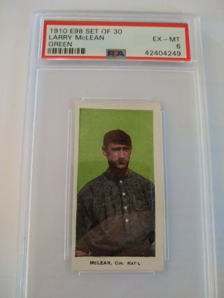 1910 E98 Set Of 30 Larry McLean Green PSA DNA Graded EX - MT 6 Baseball Card 10