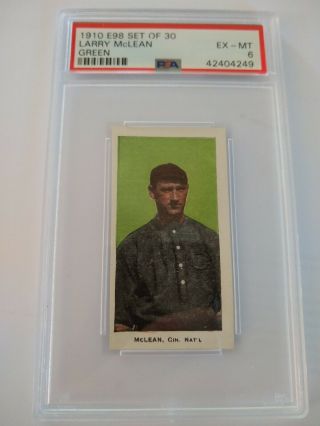 1910 E98 Set Of 30 Larry Mclean Green Psa Dna Graded Ex - Mt 6 Baseball Card