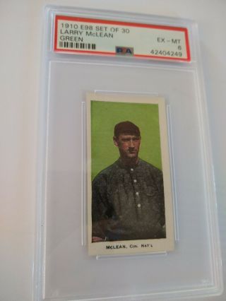 1910 E98 Set Of 30 Larry McLean Green PSA DNA Graded EX - MT 6 Baseball Card 2