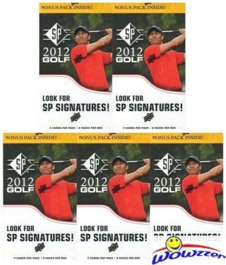 (5) 2012 Upper Deck Sp Golf Factory Blaster Box - Look For Tiger Woods Auto