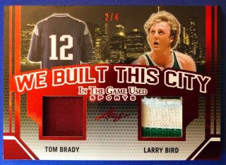 Tom Brady Larry Bird 2019 Leaf Itg Game Patch 2/4 Boston Red 1/1? Logo Nfl