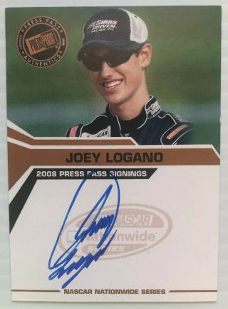2008 Press Pass Signings Joey Logano Auto Autograph On Card Rc Rookie Sp