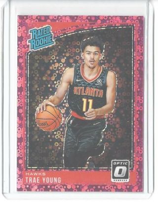 18 - 19 Optic 198 Trae Young Rated Rookie Pink Sparkle Fast Break Rookie Ssp /20