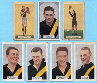 1933,  1934 Hoadleys Vfl Cards: Richmond (tigers) X 7