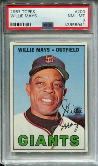 1967 Topps 200 Willie Mays Psa 8 Nm - Mt San Francisco Giants