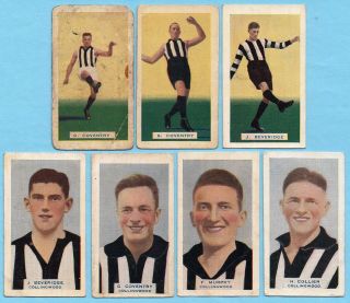 1933,  1934 Hoadleys Vfl Cards: Collingwood (magpies) X 7