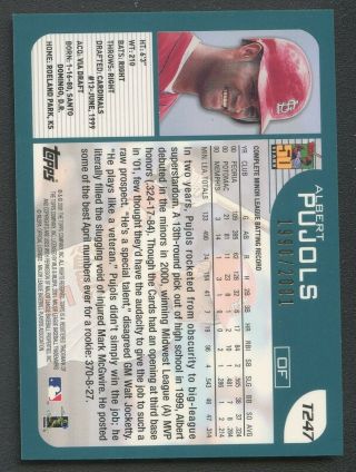 2001 Topps Gold Traded T247 Albert Pujols Cardinals RC Rookie /2001 PACK FRESH 2
