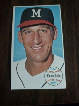 1964 Topps Giant Warren Spahn Milwaukee Braves 31 Baseball Card Ex,
