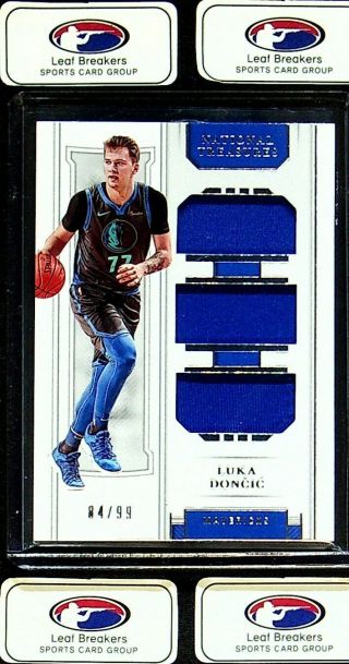 2018 - 19 National Treasures Luka Doncic Rookie Triple Jersey /99 Rc [mj]