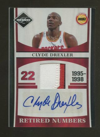 2011 - 12 Limited Retired Numbers Clyde Drexler Rockets Patch Auto /10