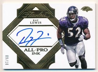 Ray Lewis 2017 Panini Flawless Gold All Pro Autograph Ravens Auto Sp 09/10 $300