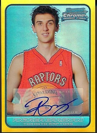 2006 - 07 Bowman Chrome Andrea Bargnani Rc Rookie 8/50 Gold Refractor Auto 156