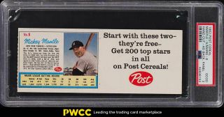 1962 Post Cereal Panel W/ Mickey Mantle & Roger Maris Psa 2 Gd (pwcc)