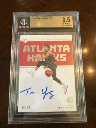 18 - 19 Encased Trae Young Bgs 9.  5 Red Rookie Notable Signatures Auto /75 On Card