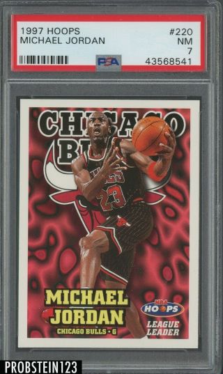 1997 - 98 Nba Hoops 220 Michael Jordan Chicago Bulls Hof Psa 7 Nm