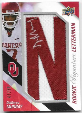 Demarco Murray 2011 Upper Deck Rookie Signature Letterman Jersey Patch Auto /50