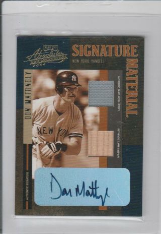 Don Mattingly 2004 Absolute Memorabilia Signature Material Jsy Bat Auto 10/25