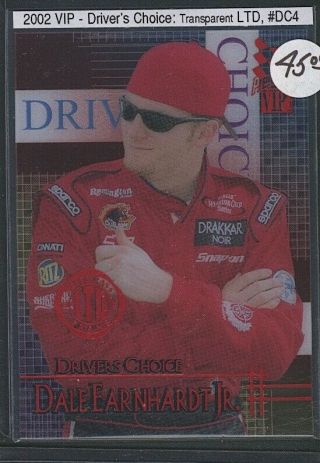 2002 Vip Dale Earnhardt Jr Driver’s Choice Transparent Ltd Acetate Nascar