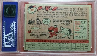 1958 Topps PEE WEE REESE 375 baseball card PSA 7 NM GORGEOUS CARD 2