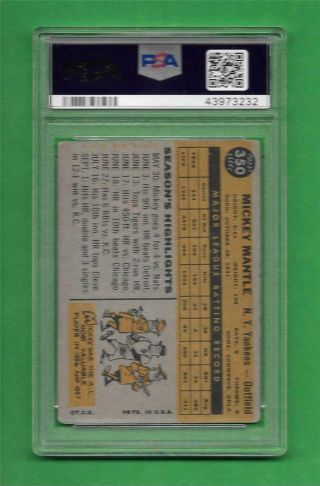 1960 Topps 350 Mickey Mantle STRONG PSA Good 2 NY Yankees baseball card 2