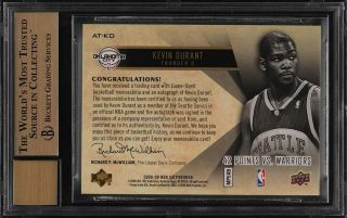 2008 Upper Deck Premier Attractions Kevin Durant AUTO PATCH /50 BGS 9.  5 (PWCC) 2