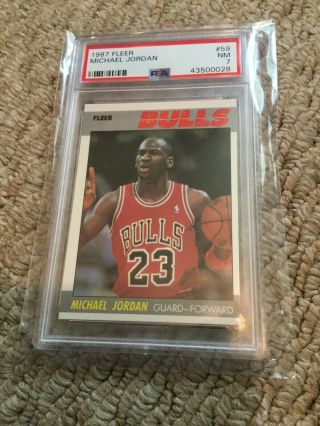 1987 Fleer Basketball 59 Michael Jordan Chicago Bulls Psa 7 Basketball Card