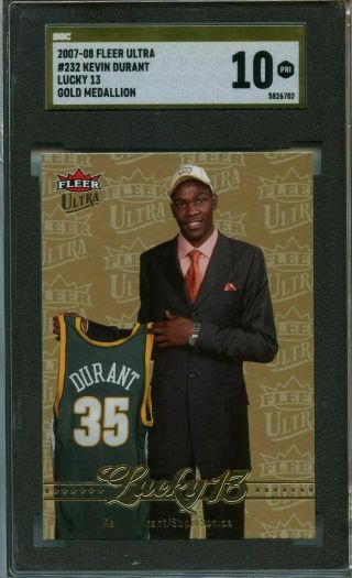 Kevin Durant Rc Sgc 10 Pristine Gold Label 2007 - 08 Ultra Lucky 13 Medallion