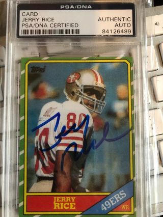 Jerry Rice Signed 1986 Topps Rc Best Auto Psa / Dna Slabbed 49er Autograph Nfl